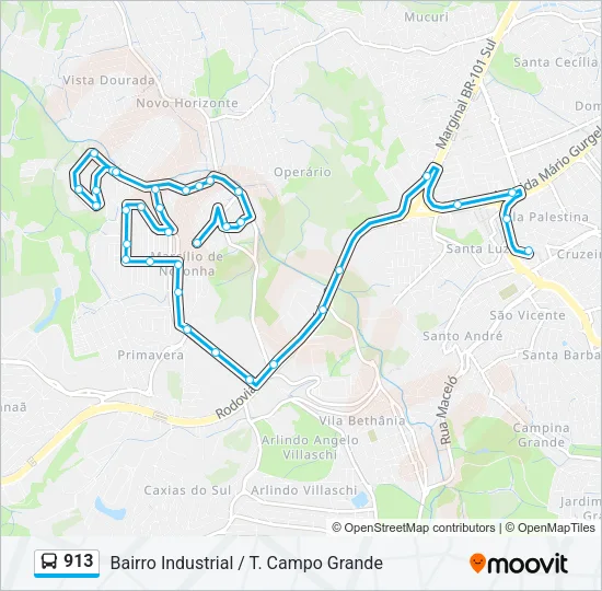 913 Bus Line Map