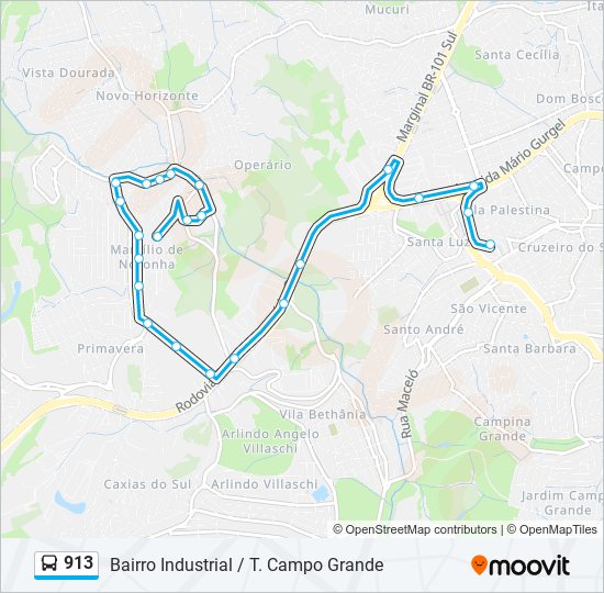 913 bus Line Map