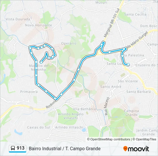 913 Bus Line Map