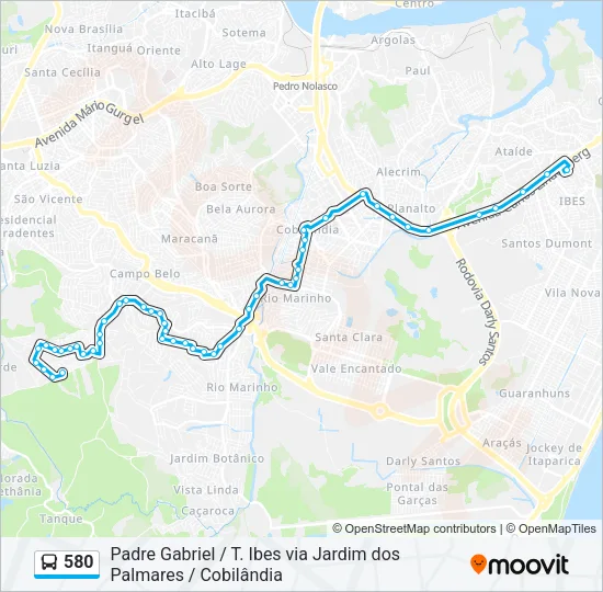 580 Bus Line Map