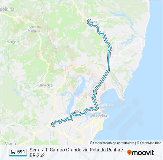 Mapa da linha 591 de ônibus