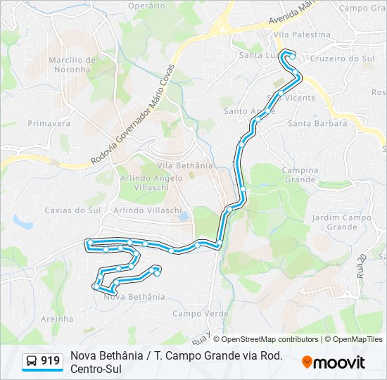 919 bus Line Map