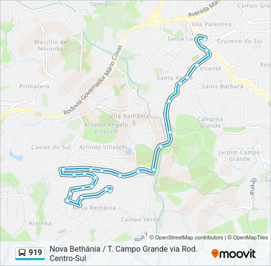 919 Bus Line Map