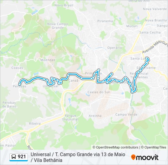 921 bus Line Map