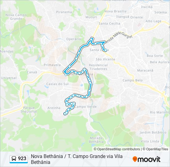 Mapa de 923 de autobús