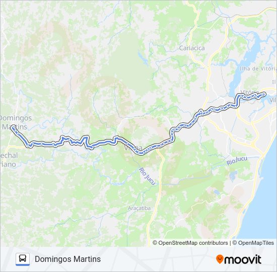 Mapa da linha DOM BOSCO / DOMINGOS MARTINS de ônibus