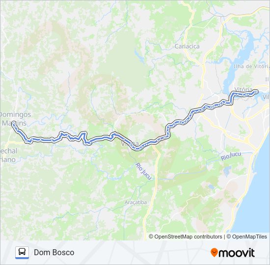 Mapa da linha DOM BOSCO / DOMINGOS MARTINS de ônibus