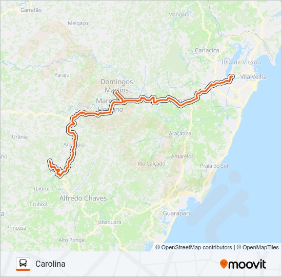 Mapa da linha 054 de ônibus