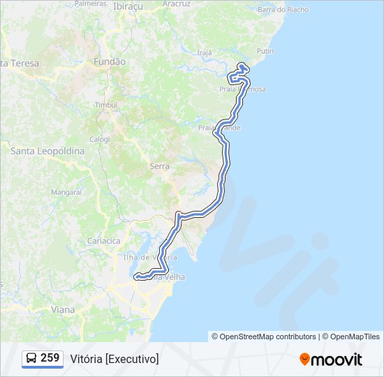 Mapa da linha 259 de ônibus