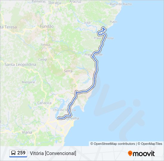 Mapa da linha 259 de ônibus