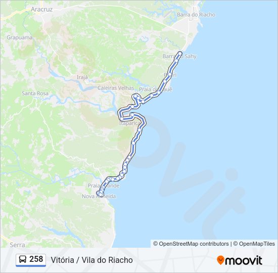 Mapa da linha 258 de ônibus
