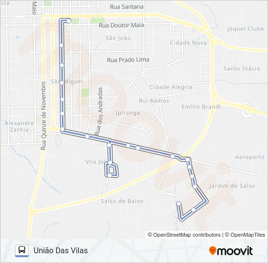 T-02 UNIÃO DAS VILAS Bus Line Map