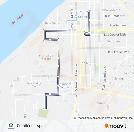 T-08 CEMITÉRIO - APAE Bus Line Map