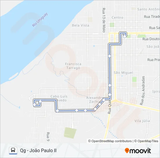 T-01 QG - JOÃO PAULO II Bus Line Map