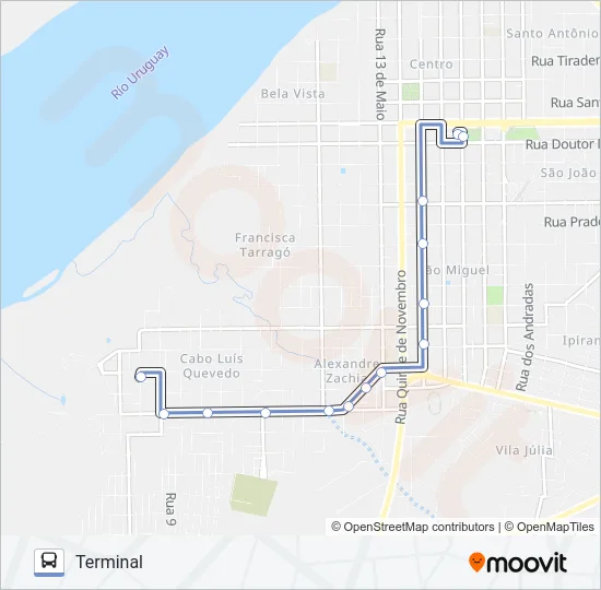 T-01 QG - JOÃO PAULO II Bus Line Map