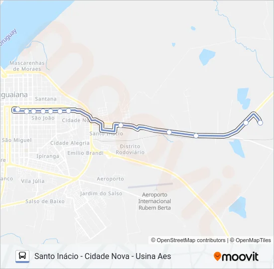 T-04 / T-05 A SANTO INÁCIO - CIDADE NOVA - USINA AES Bus Line Map