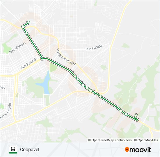 331 COOPAVEL - TERMINAL NORDESTE bus Line Map