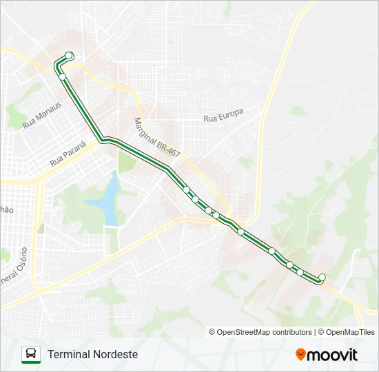 331 COOPAVEL - TERMINAL NORDESTE Bus Line Map