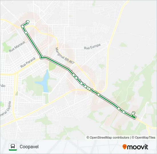 331 COOPAVEL - TERMINAL NORDESTE Bus Line Map