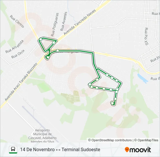 226 14 DE NOVEMBRO - SUDOESTE Bus Line Map