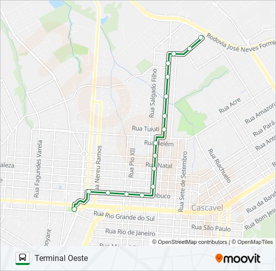 Mapa da linha 130 CANADÁ de ônibus