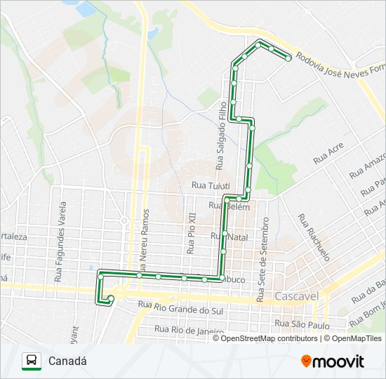 Mapa da linha 130 CANADÁ de ônibus
