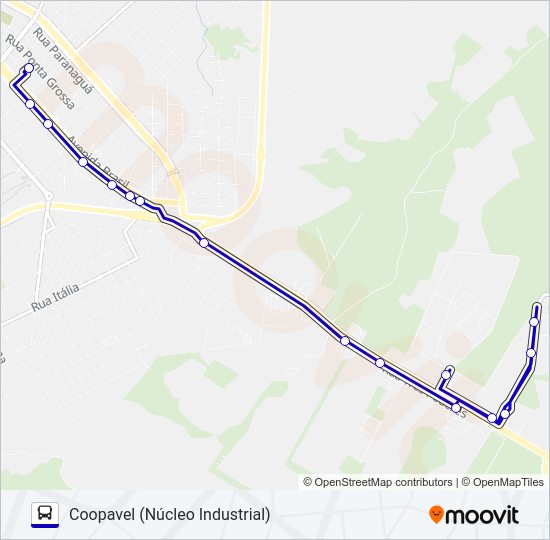 Mapa da linha 020 COOPAVEL de ônibus