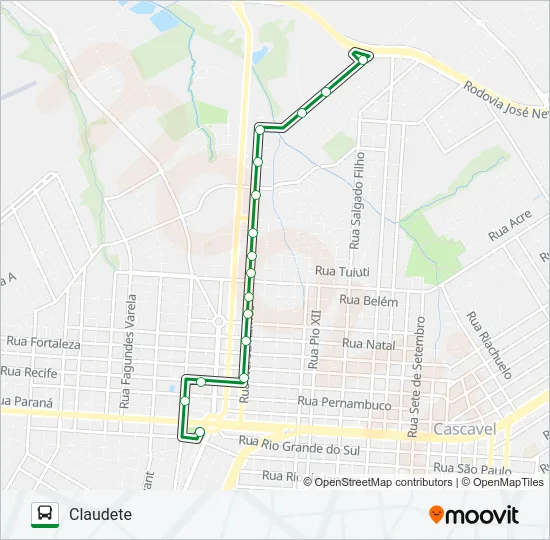140 CLAUDETE Bus Line Map