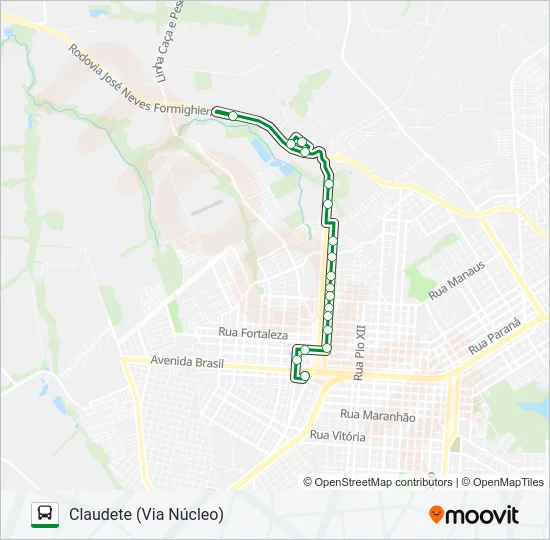 140 CLAUDETE Bus Line Map
