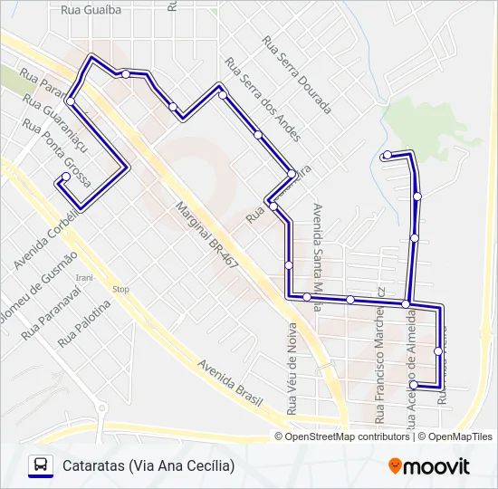 040 CATARATAS Bus Line Map