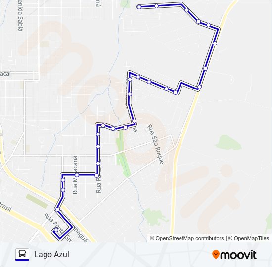 Mapa da linha 050 LAGO AZUL de ônibus