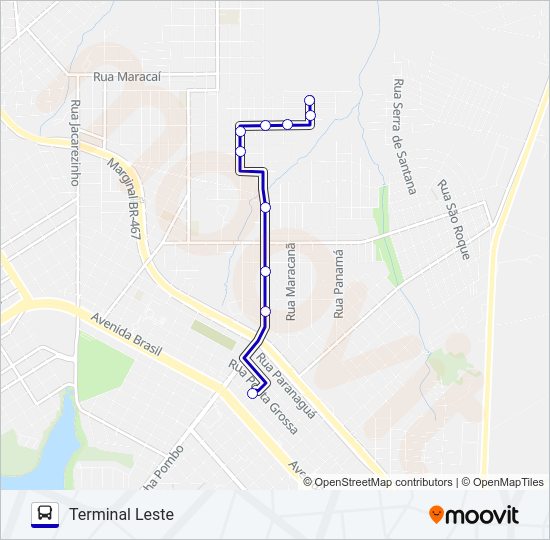 Mapa da linha 080 BELA VISTA de ônibus