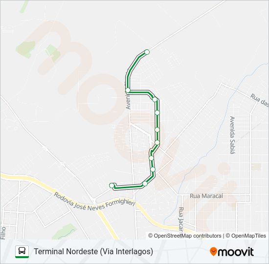 Mapa da linha 105 MELISSA II de ônibus
