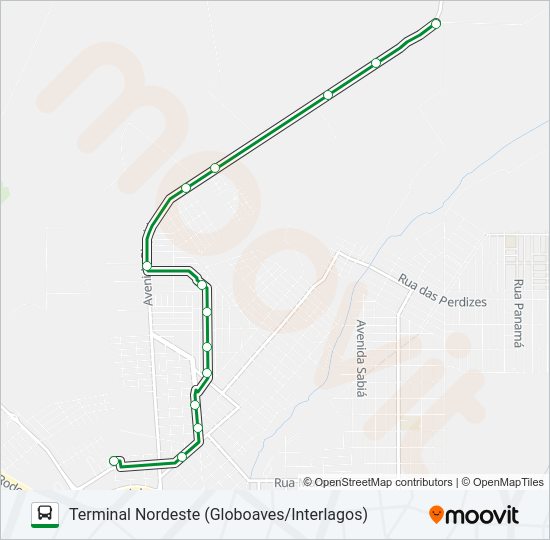 Mapa da linha 105 MELISSA II de ônibus