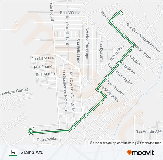 Mapa da linha 125 GRALHA AZUL de ônibus