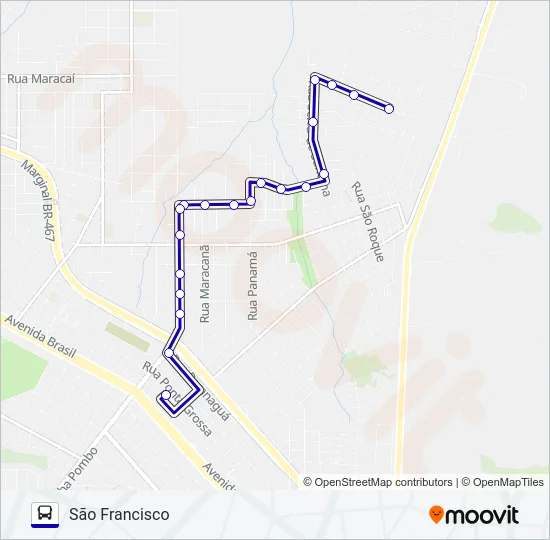070 SÃO FRANCISCO Bus Line Map