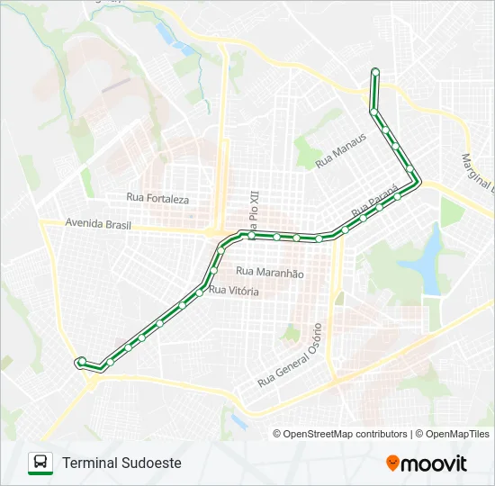 007 NORDESTE - SUDOESTE Bus Line Map