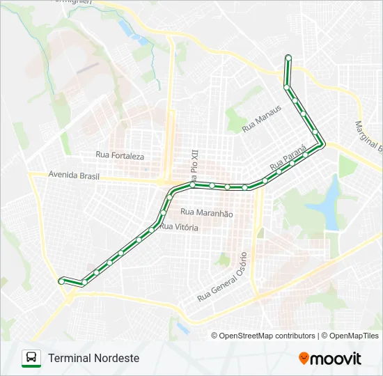 007 NORDESTE - SUDOESTE Bus Line Map