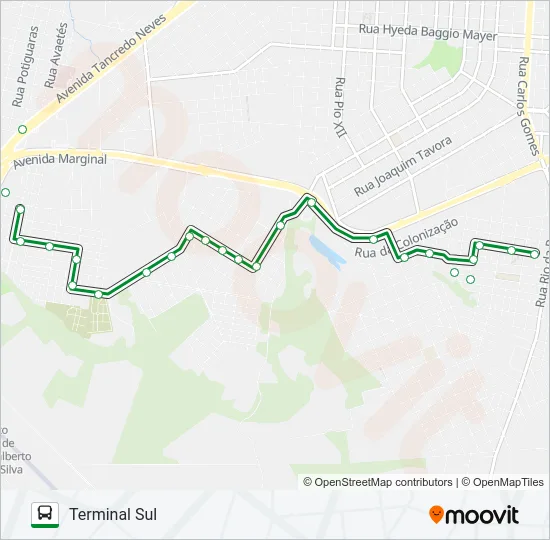 267 SUL - SUDOESTE VIA GUARUJÁ Bus Line Map