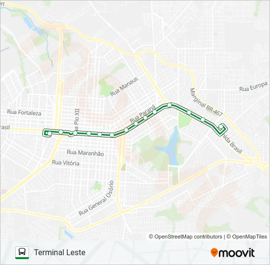 001 LESTE - OESTE Bus Line Map