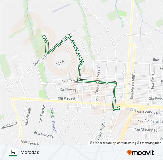 Mapa da linha 145 MORADAS CASCAVEL de ônibus