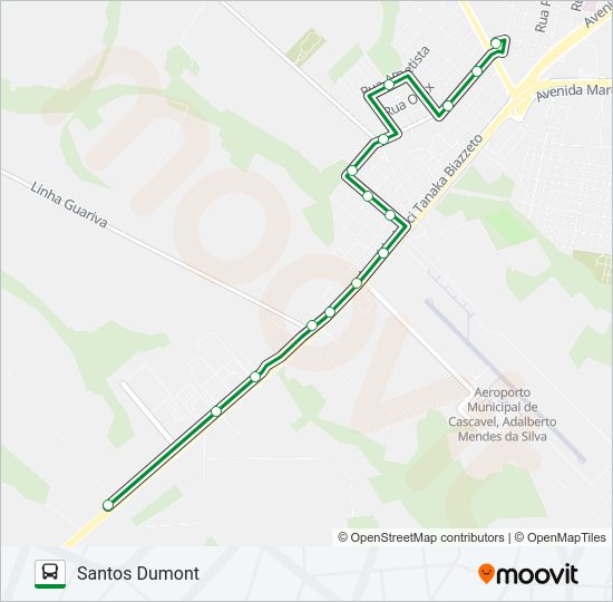 Mapa da linha 205 SANTOS DUMONT de ônibus