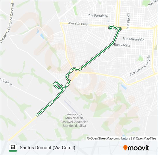Mapa da linha 205 SANTOS DUMONT de ônibus