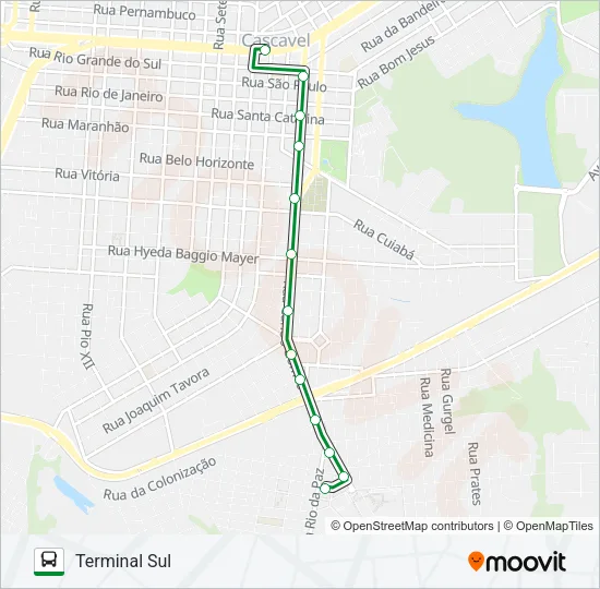 360 SUL - ESTAÇÃO CENTRAL Bus Line Map