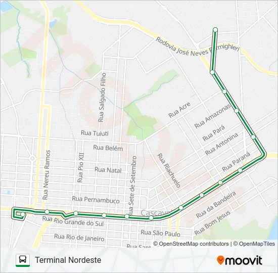005 NORDESTE - OESTE Bus Line Map