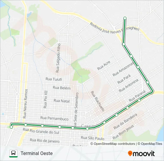 005 NORDESTE - OESTE Bus Line Map