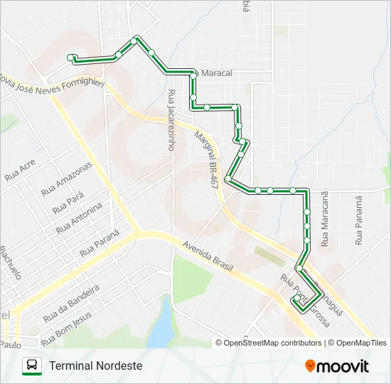 003 LESTE - NORDESTE VIA UPA Bus Line Map