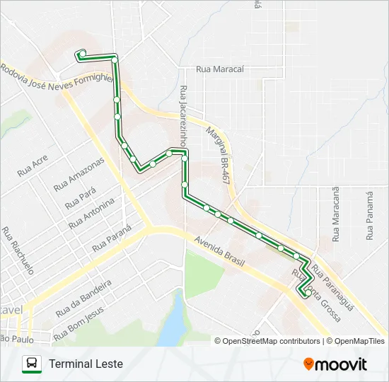 004 LESTE - NORDESTE VIA SÃO CRISTÓVÃO Bus Line Map