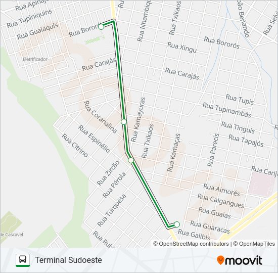 Mapa da linha 204 ESMERALDA de ônibus
