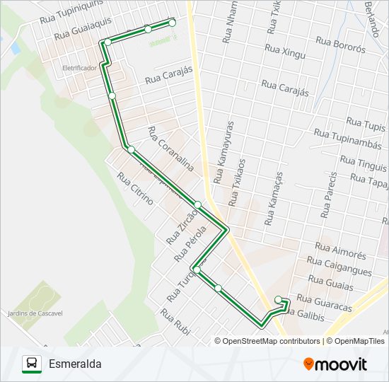 Mapa da linha 204 ESMERALDA de ônibus